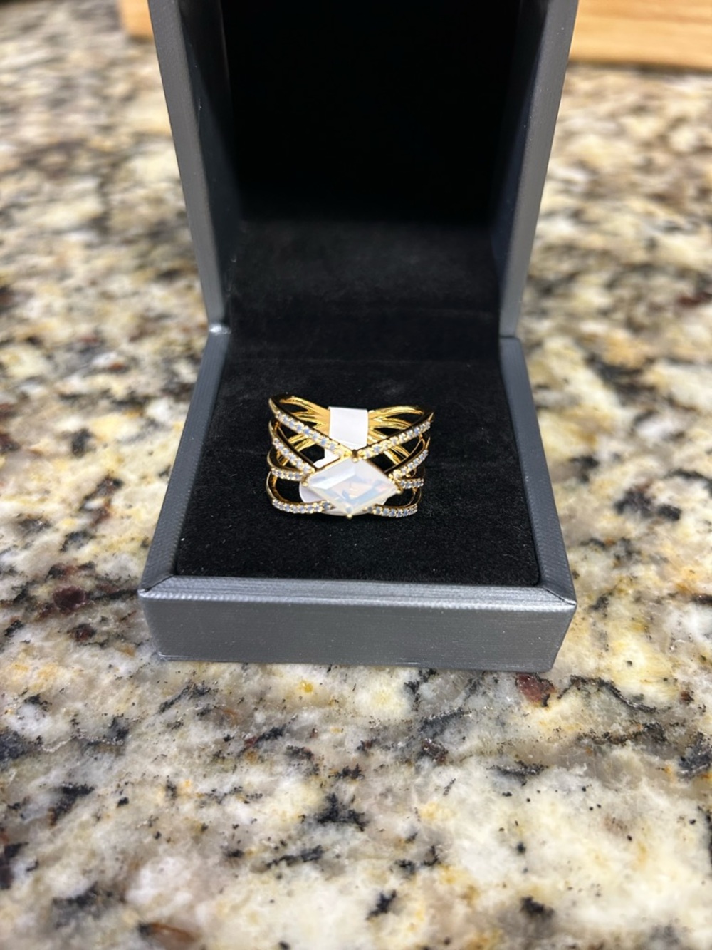 Gold White Opal Marquise Multi-Band Ring